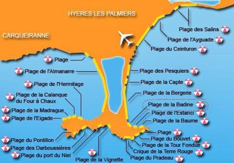 Badine Beach 5P Plage Piscine Balneo Clim Jardin Exotique Hyères Zewnętrze zdjęcie